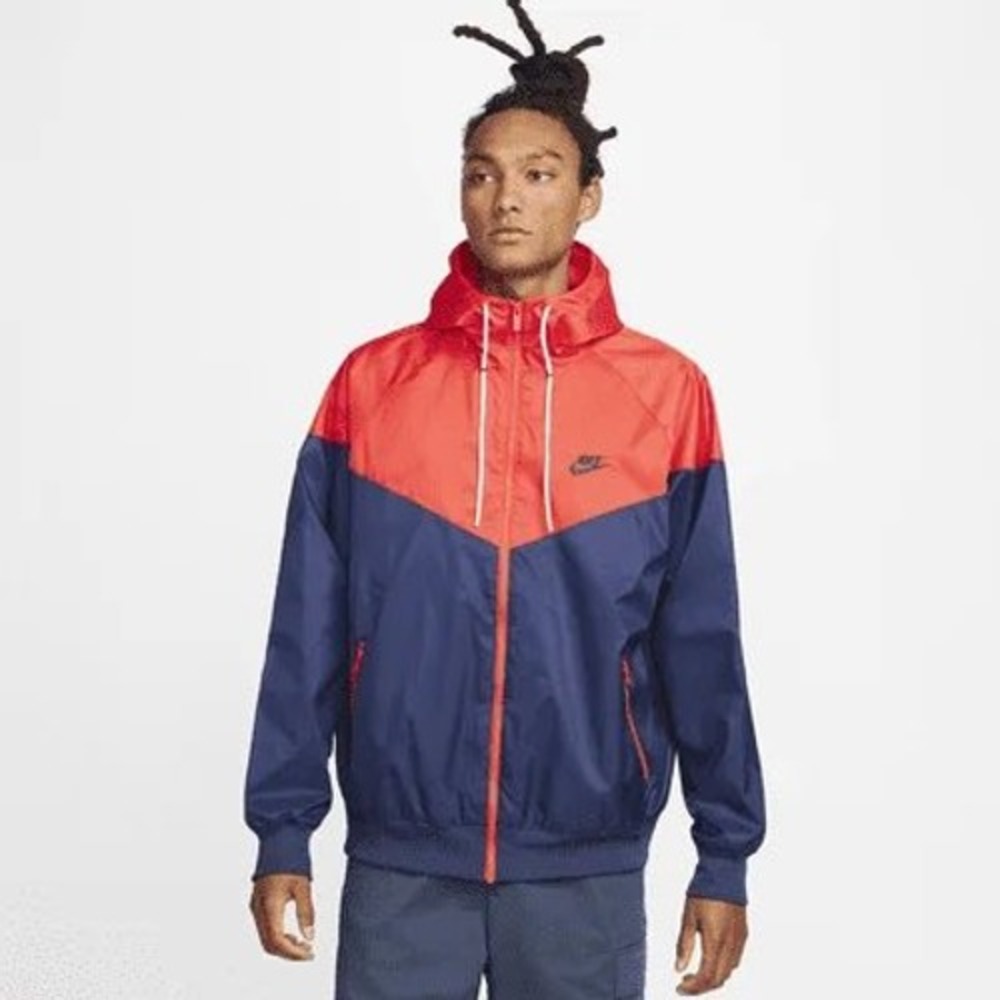 NWT Nike Windrunner Jacket Red Navy Full Zip Hooded Mens XL DA0001-410